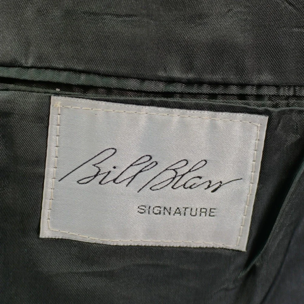 Bill Blass Signature -44R- Tweed Wool Black Gray Houndstooth W/ Brown Green Wind